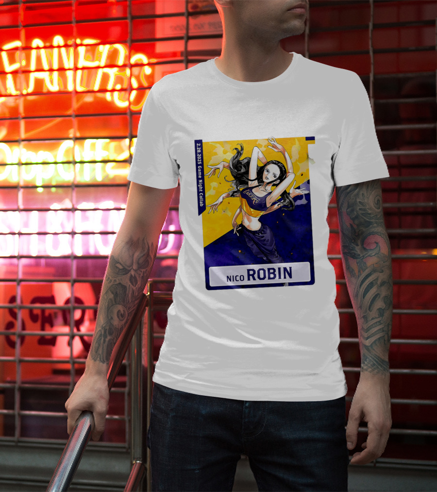 2025 Game Night Collab One Piece X Los Angeles Lakers Nico Robin T-Shirt