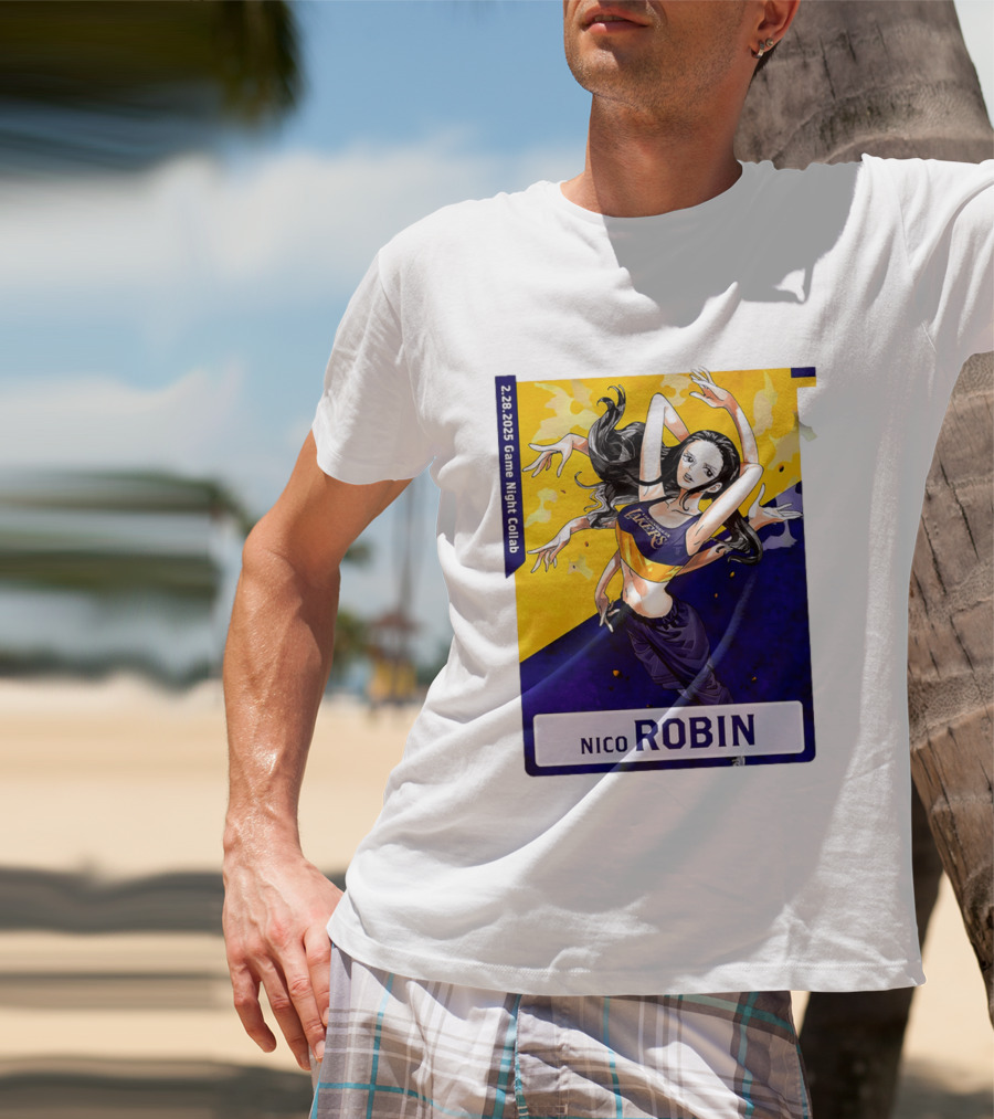 2025 Game Night Collab One Piece X Los Angeles Lakers Nico Robin T-Shirt