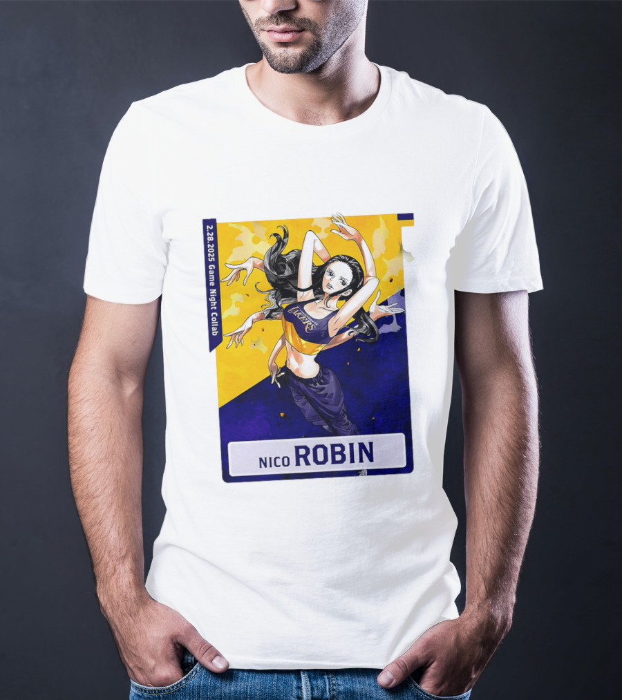 2025 Game Night Collab One Piece X Los Angeles Lakers Nico Robin T-Shirt