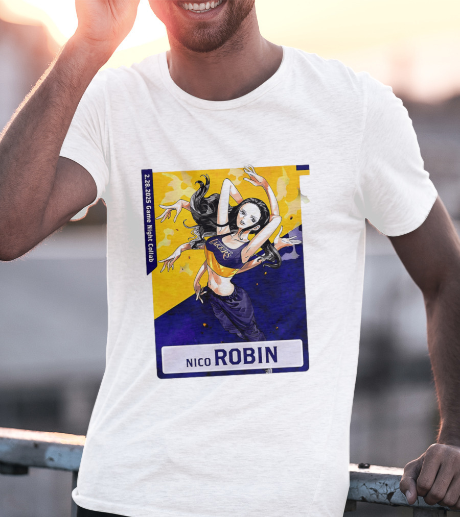 2025 Game Night Collab One Piece X Los Angeles Lakers Nico Robin T-Shirt