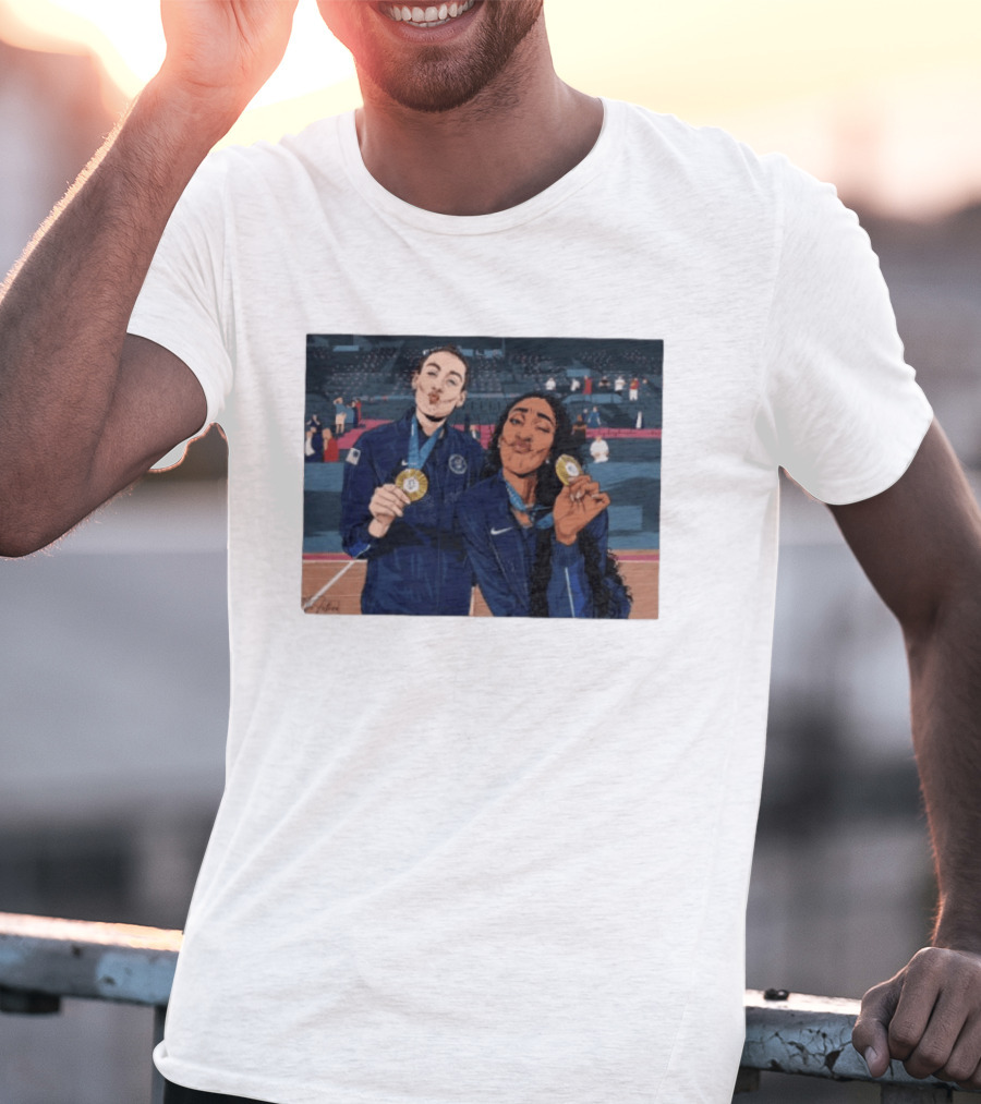 A'Ja Wilson Breanna Stewart Gold Medal Celebration WNBA T-Shirt