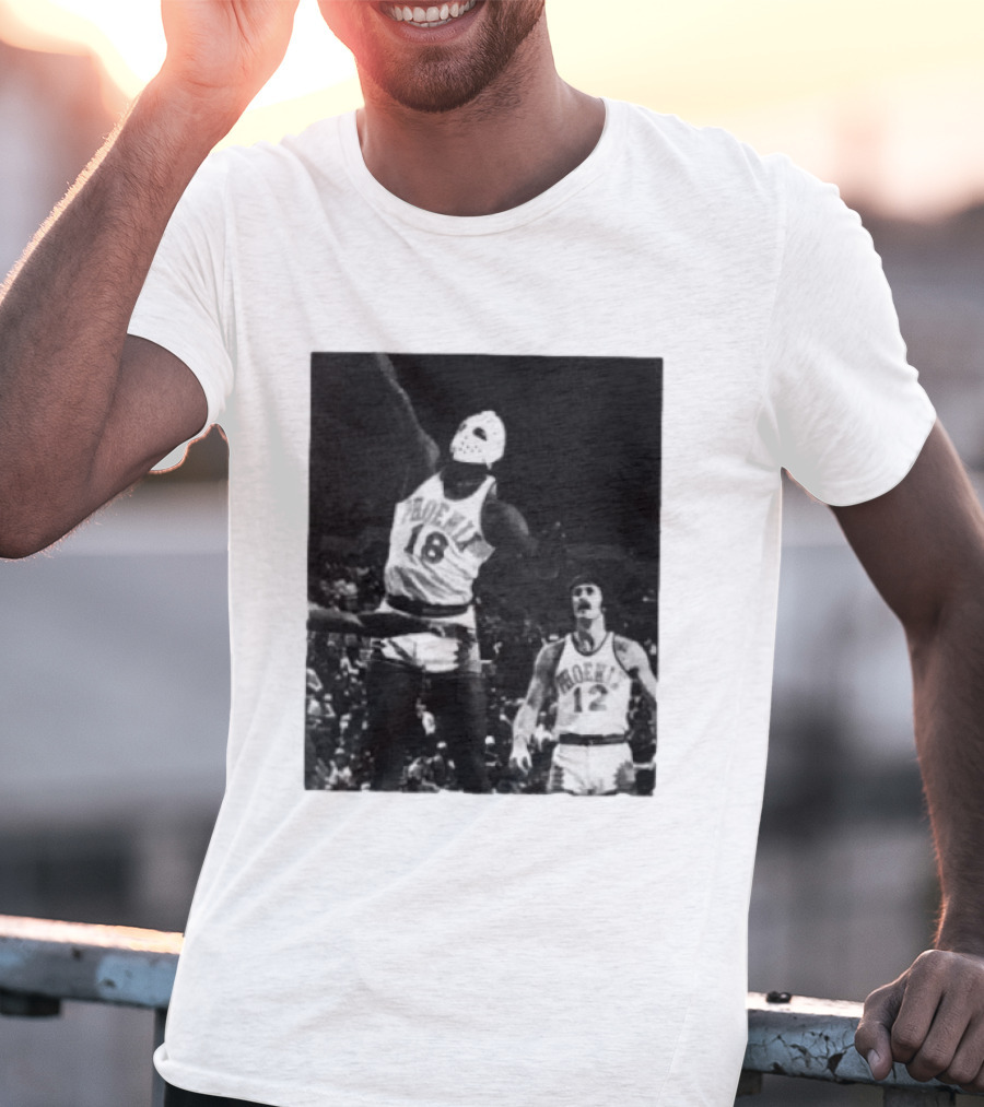 Curtis Perry Wearing Hockey Mask During Phoenix Suns NBA Game T-Shirt