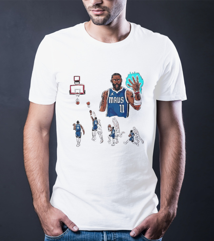 Dallas Mavericks Kyrie Irving Left Hand Hook Shot Game Winner Basketball Play Sequence T-Shirt