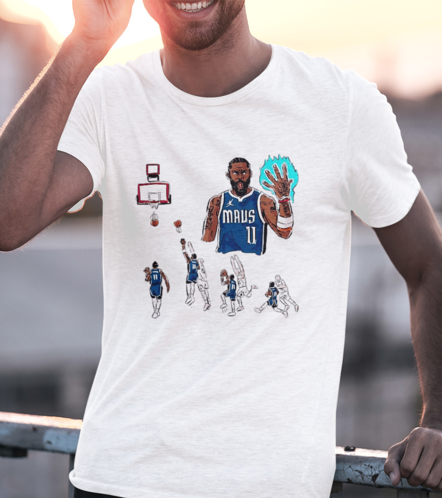 Dallas Mavericks Kyrie Irving Left Hand Hook Shot Game Winner Basketball Play Sequence T-Shirt