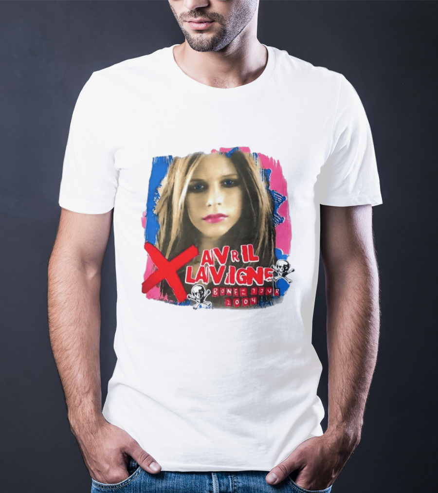 Avril Lavigne Bonez Tour 2004 Skull And Crossbones T-Shirt