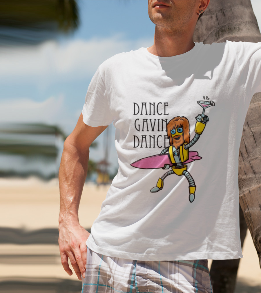 Dance Gavin Dance Surfing Robot With Pink Surfboard And Cocktail T-Shirt