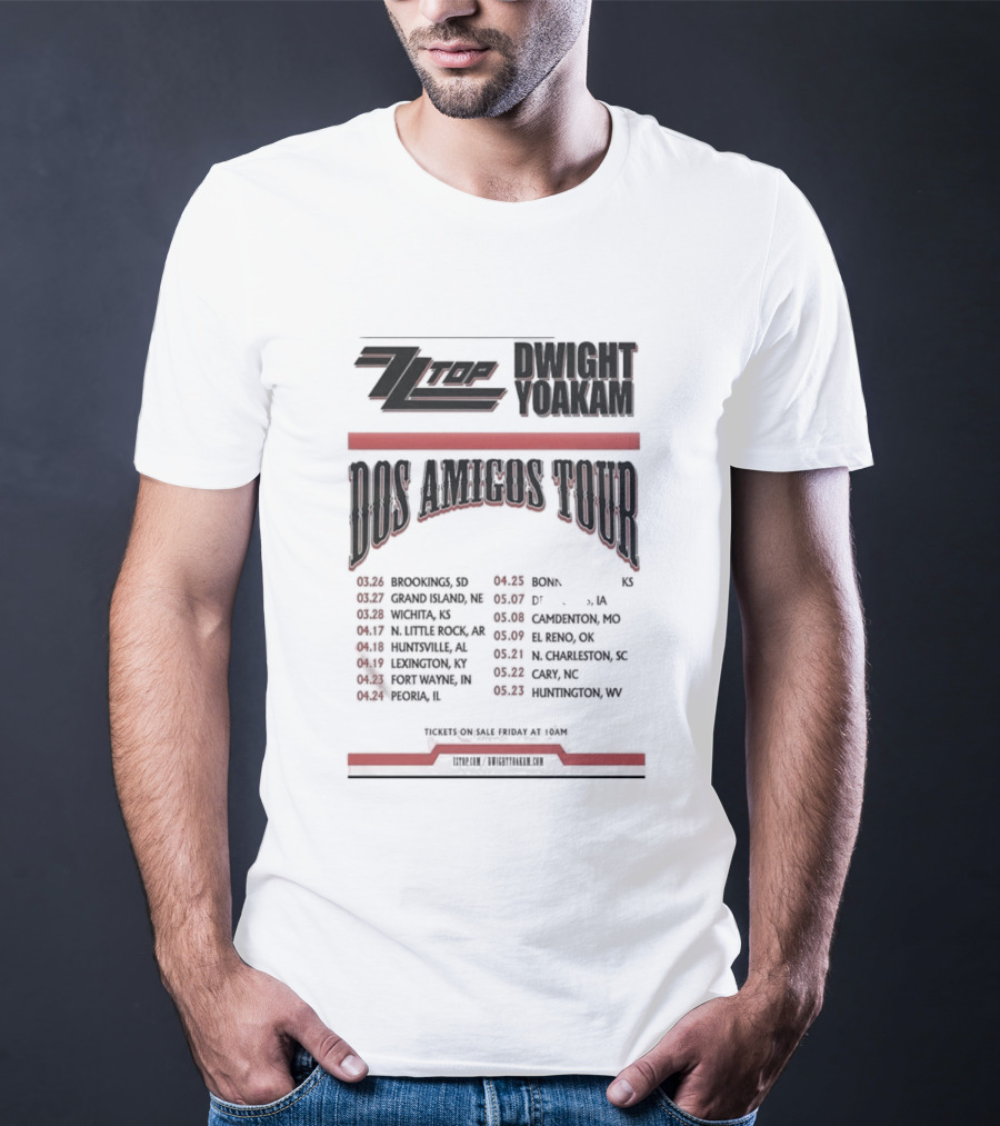 ZZ Top Dwight Yoakam Dos Amigos Tour 2026 Dates And Locations T-Shirt