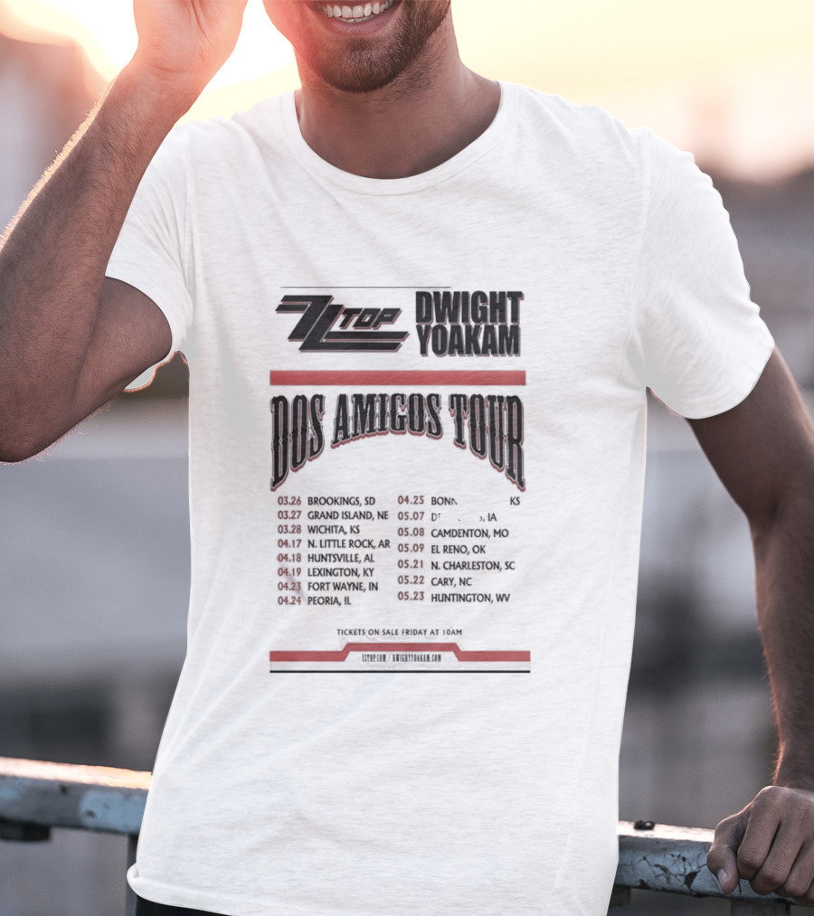 ZZ Top Dwight Yoakam Dos Amigos Tour 2026 Dates And Locations T-Shirt