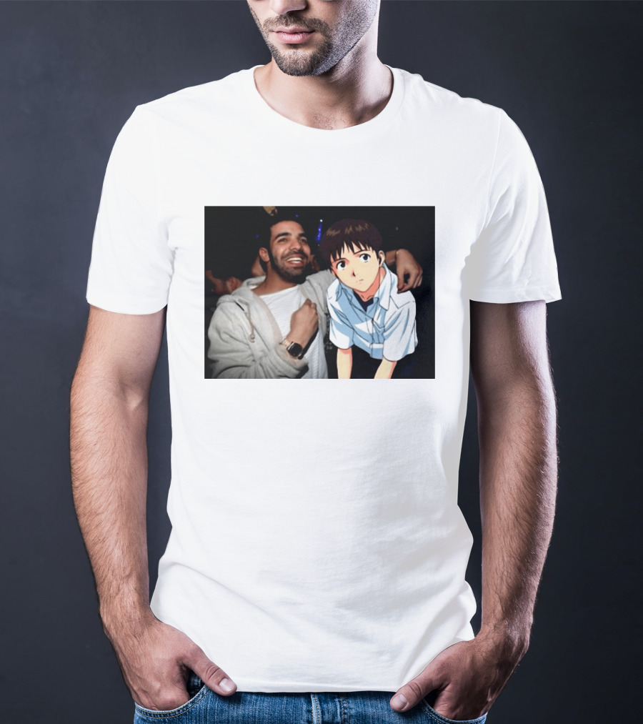 Drake With Shinji Ikari From Evangelion Anime T-Shirt