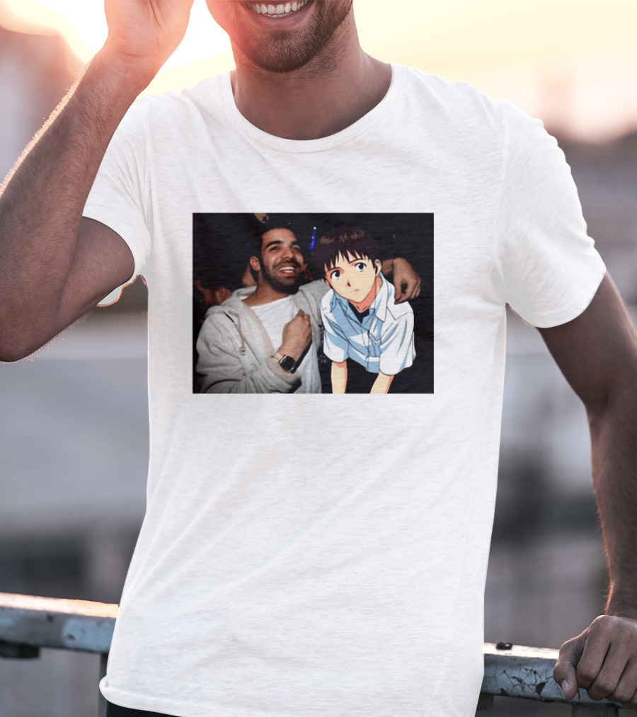 Drake With Shinji Ikari From Evangelion Anime T-Shirt