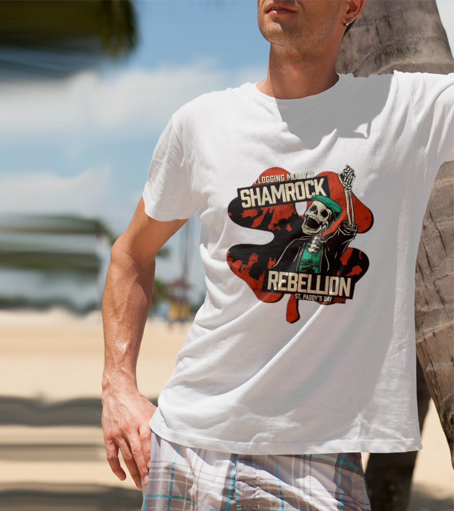 Flogging Molly Shamrock Rebellion St. Paddy's Day 2024 Skeleton T-Shirt