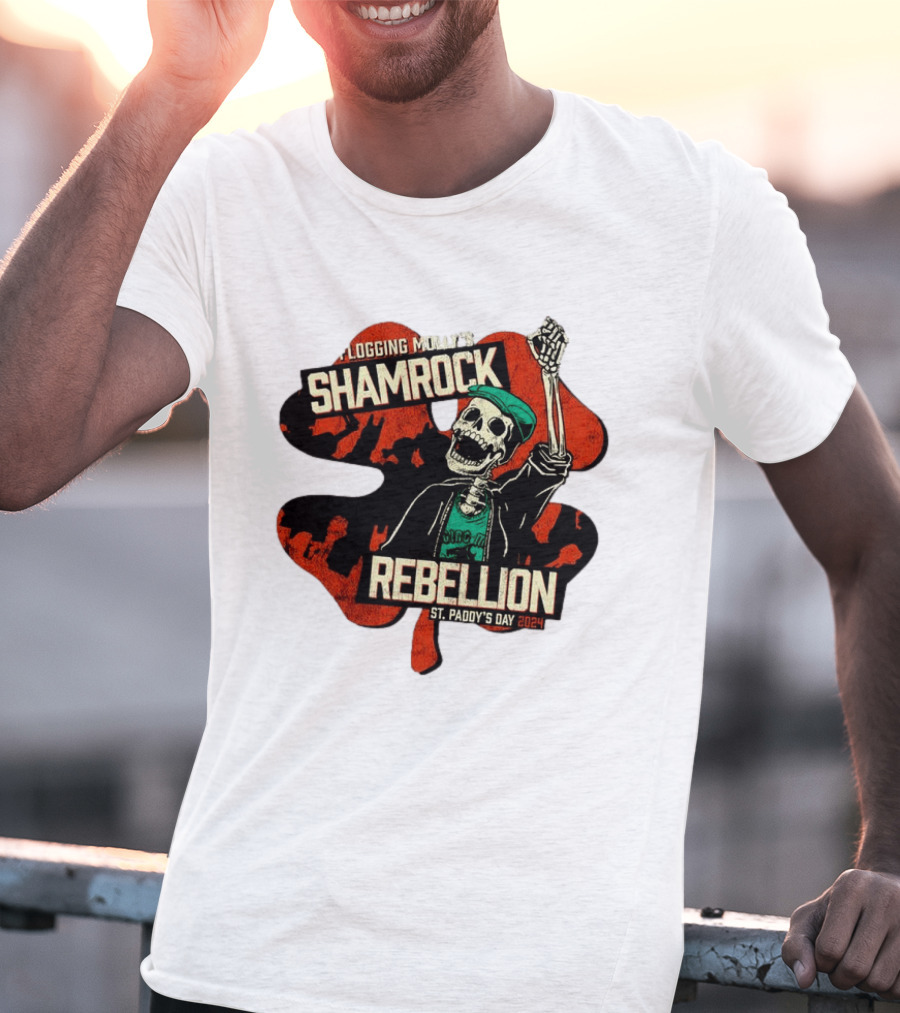 Flogging Molly Shamrock Rebellion St. Paddy's Day 2024 Skeleton T-Shirt
