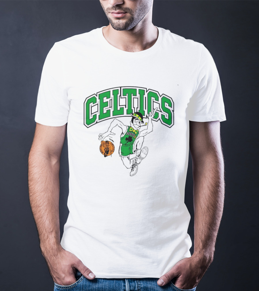 Boston Celtics Leprechaun Dancing Basketball St Patrick's Day Celebration T-Shirt