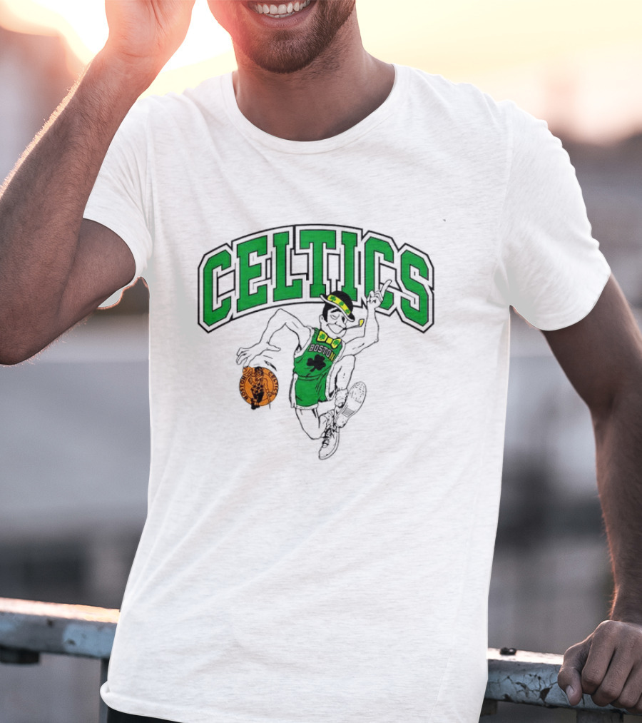 Boston Celtics Leprechaun Dancing Basketball St Patrick's Day Celebration T-Shirt