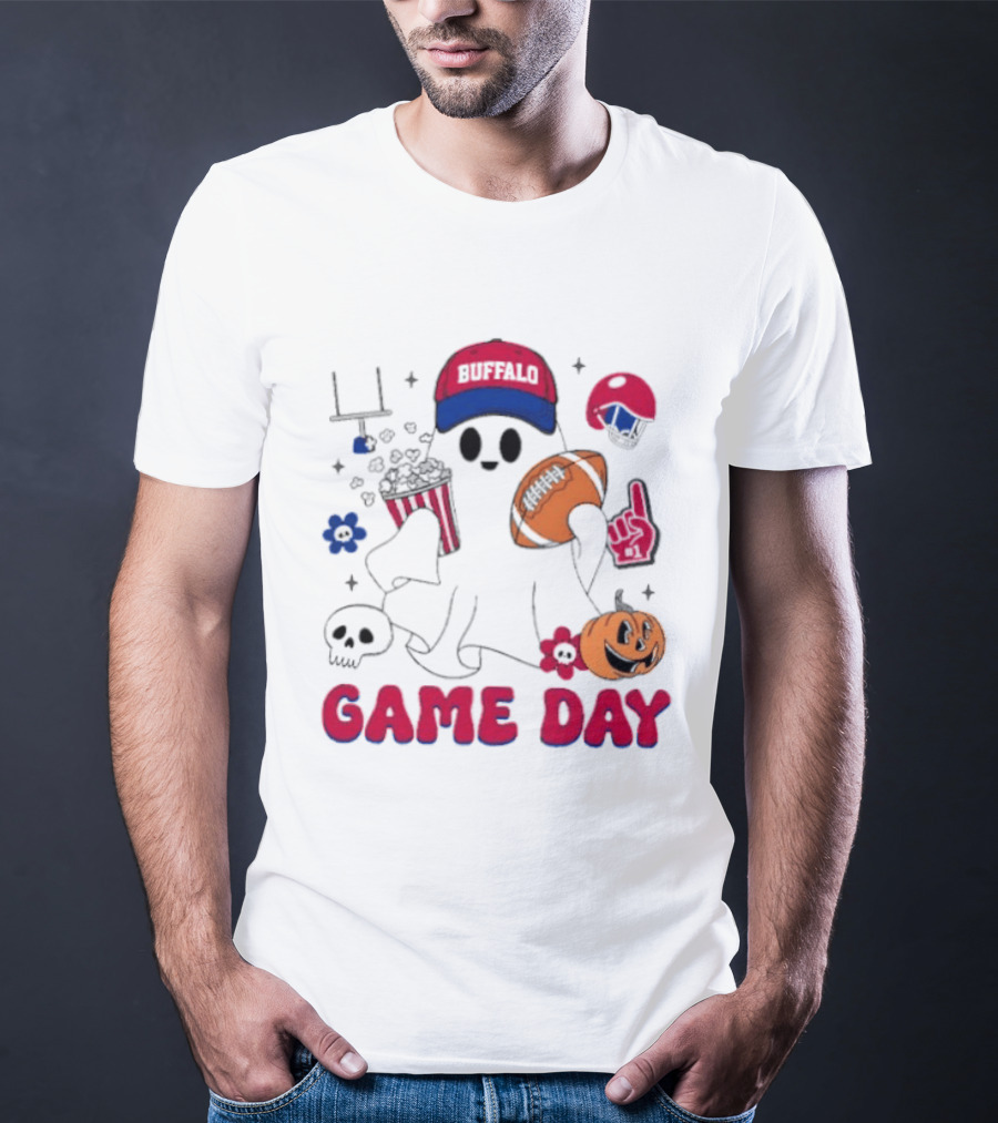 Buffalo Game Day Ghost Halloween Football Fun T-Shirt