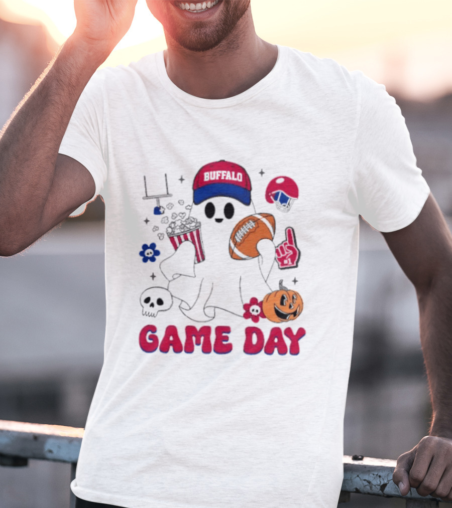 Buffalo Game Day Ghost Halloween Football Fun T-Shirt