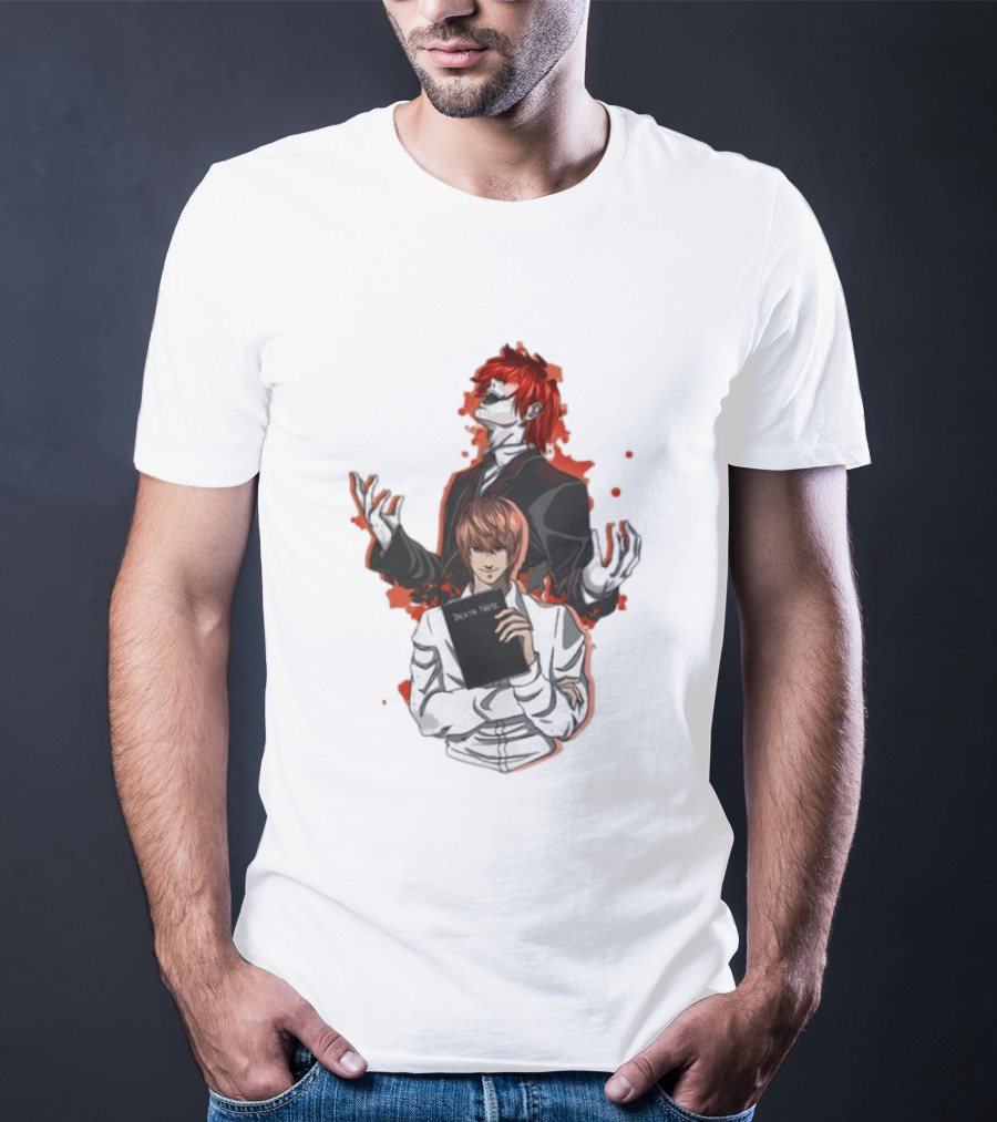 Light Yagami Raito And Ryuk Holding Death Note Anime T-Shirt