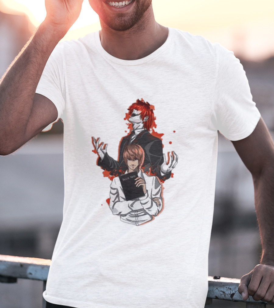 Light Yagami Raito And Ryuk Holding Death Note Anime T-Shirt