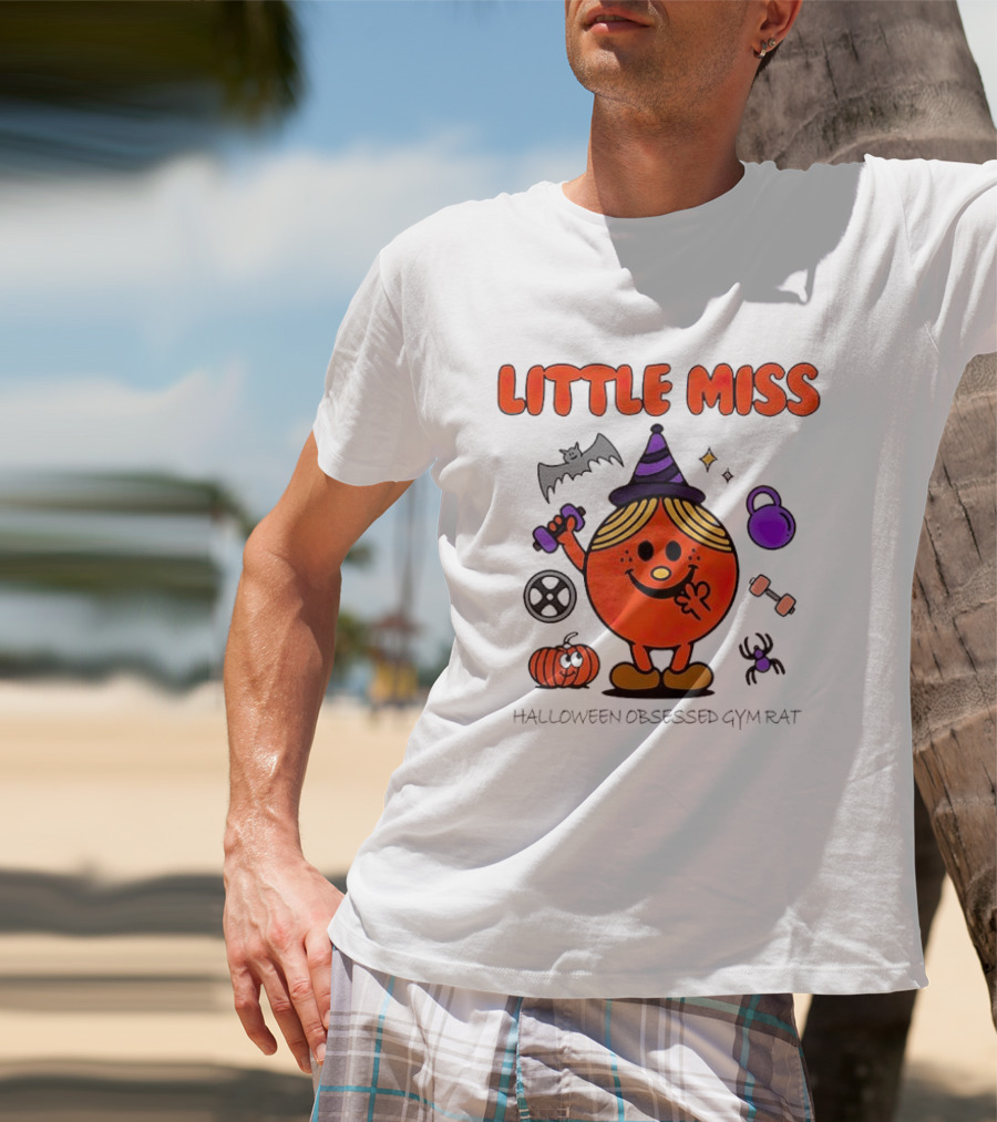 Little Miss Halloween Obsessed Gym Rat Witch With Pumpkins And Weights T-Shirt