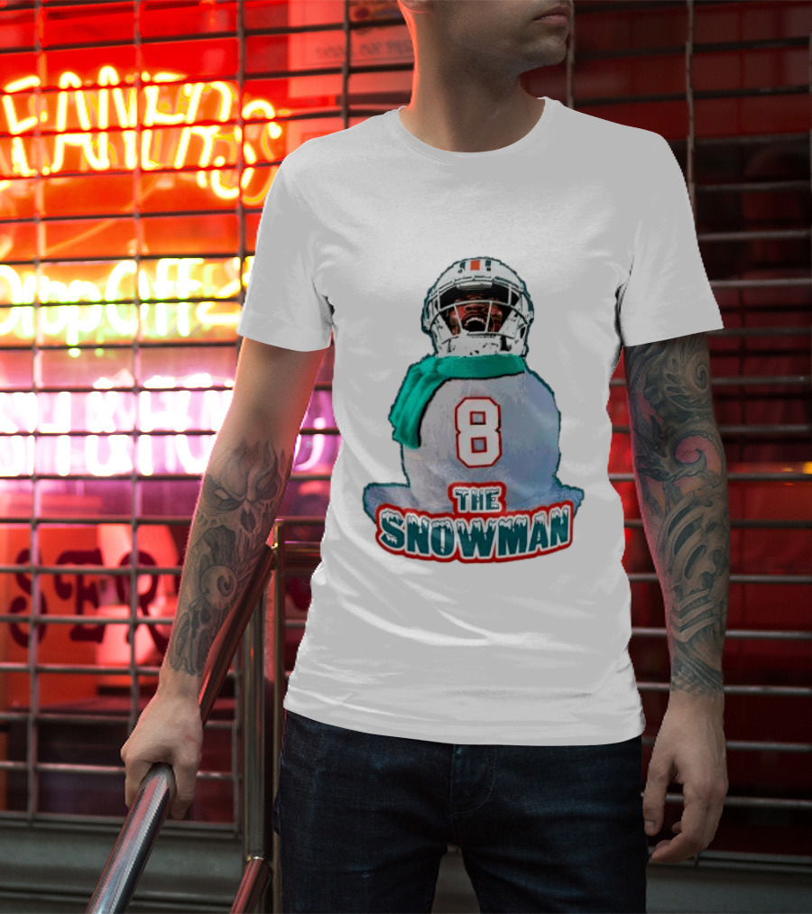 Miami Dolphins Jevon Holland 8 The Snowman Christmas T-Shirt