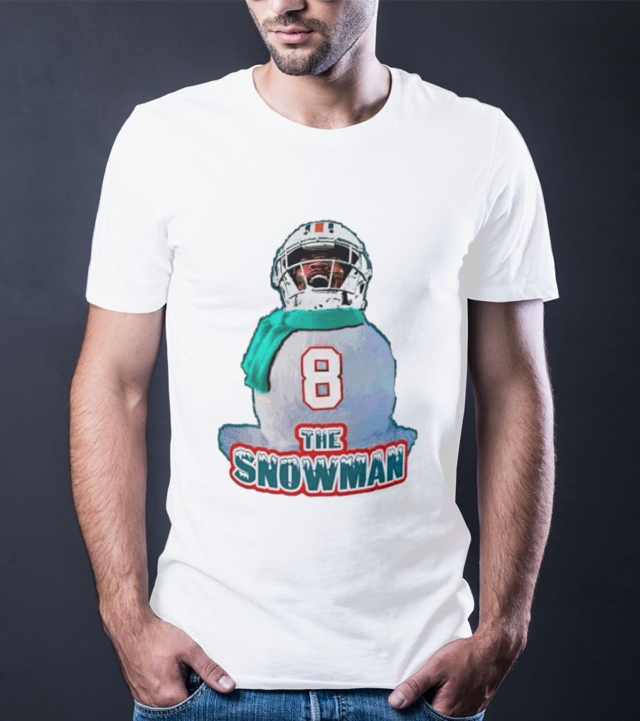 Miami Dolphins Jevon Holland 8 The Snowman Christmas T-Shirt
