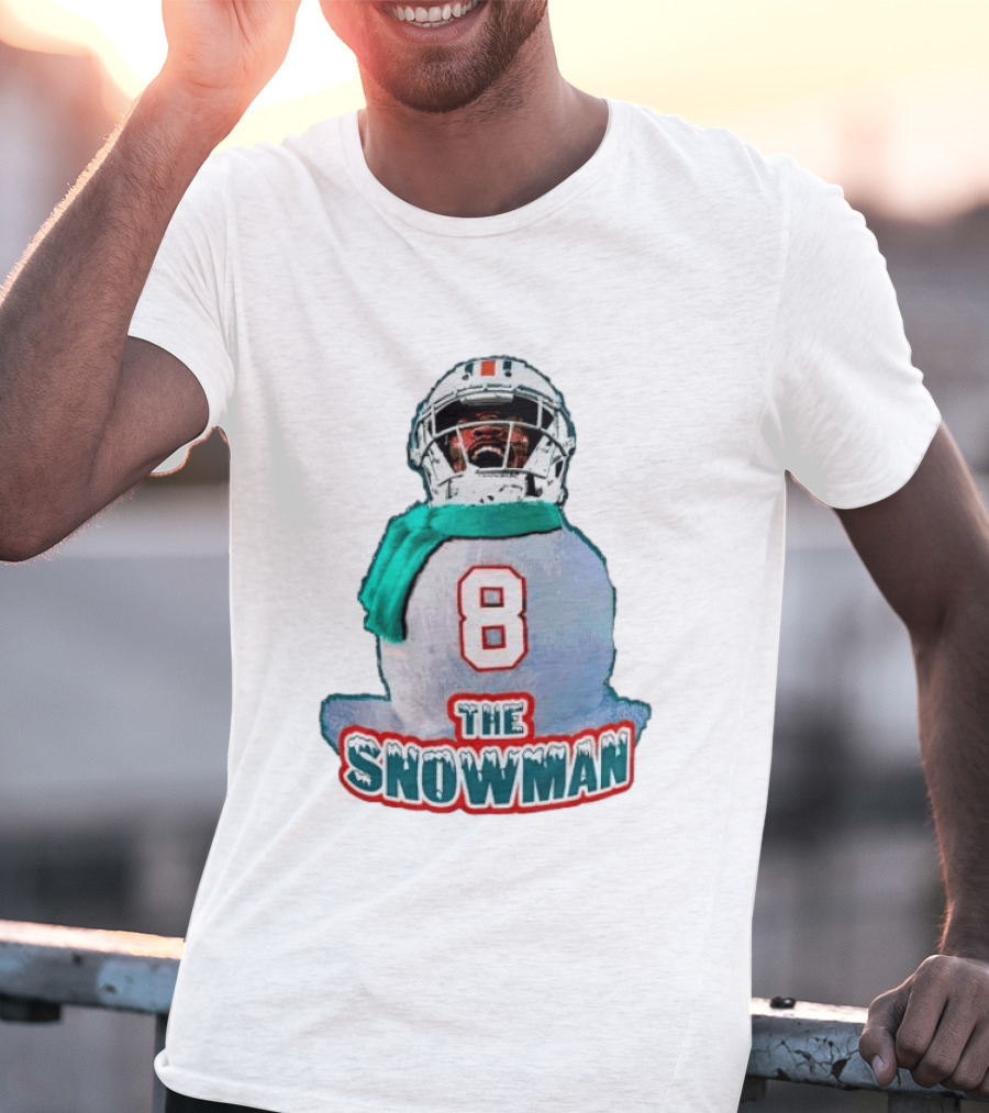 Miami Dolphins Jevon Holland 8 The Snowman Christmas T-Shirt