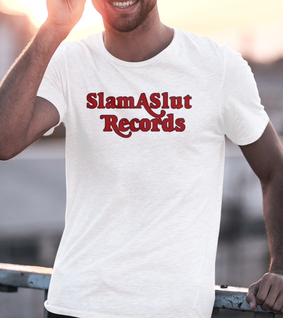 SlamASlut Records Vintage Inspired Music Label T-Shirt
