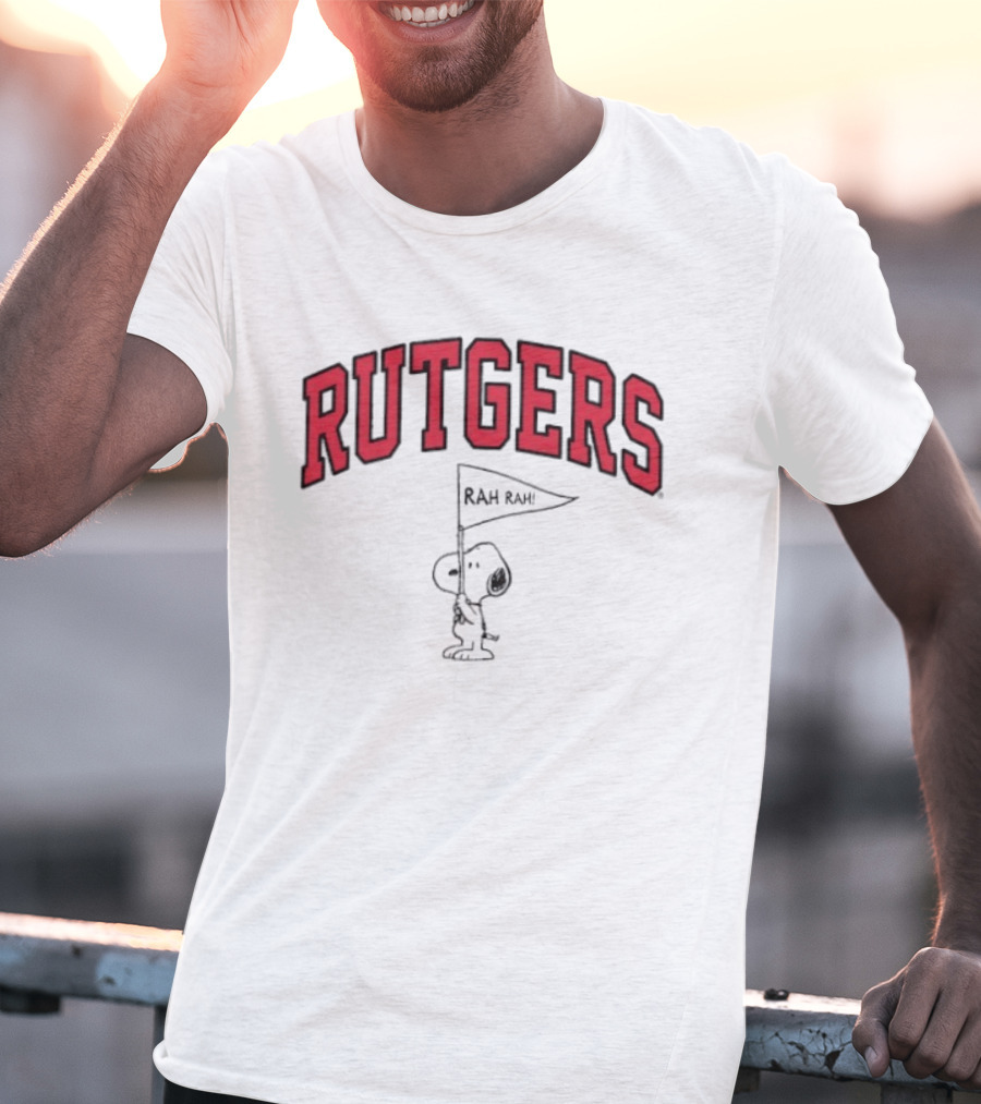 Rutgers Scarlet Knights Snoopy Rah Rah Flag T-Shirt