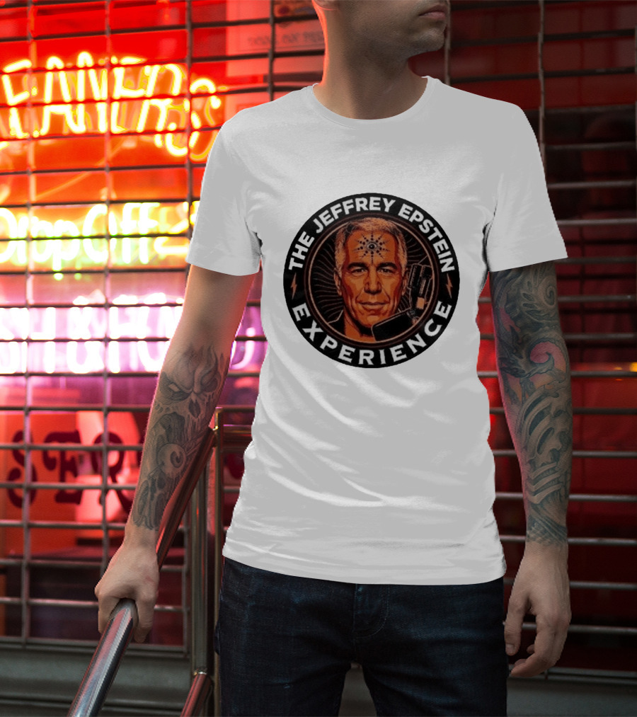 The Jeffrey Epstein Experience Meme Parody Headshot With Microphone And Psychedelic T-Shirt