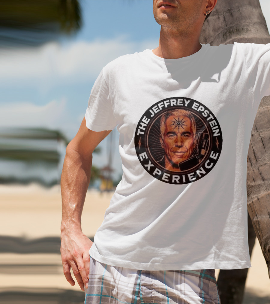 The Jeffrey Epstein Experience Meme Parody Headshot With Microphone And Psychedelic T-Shirt