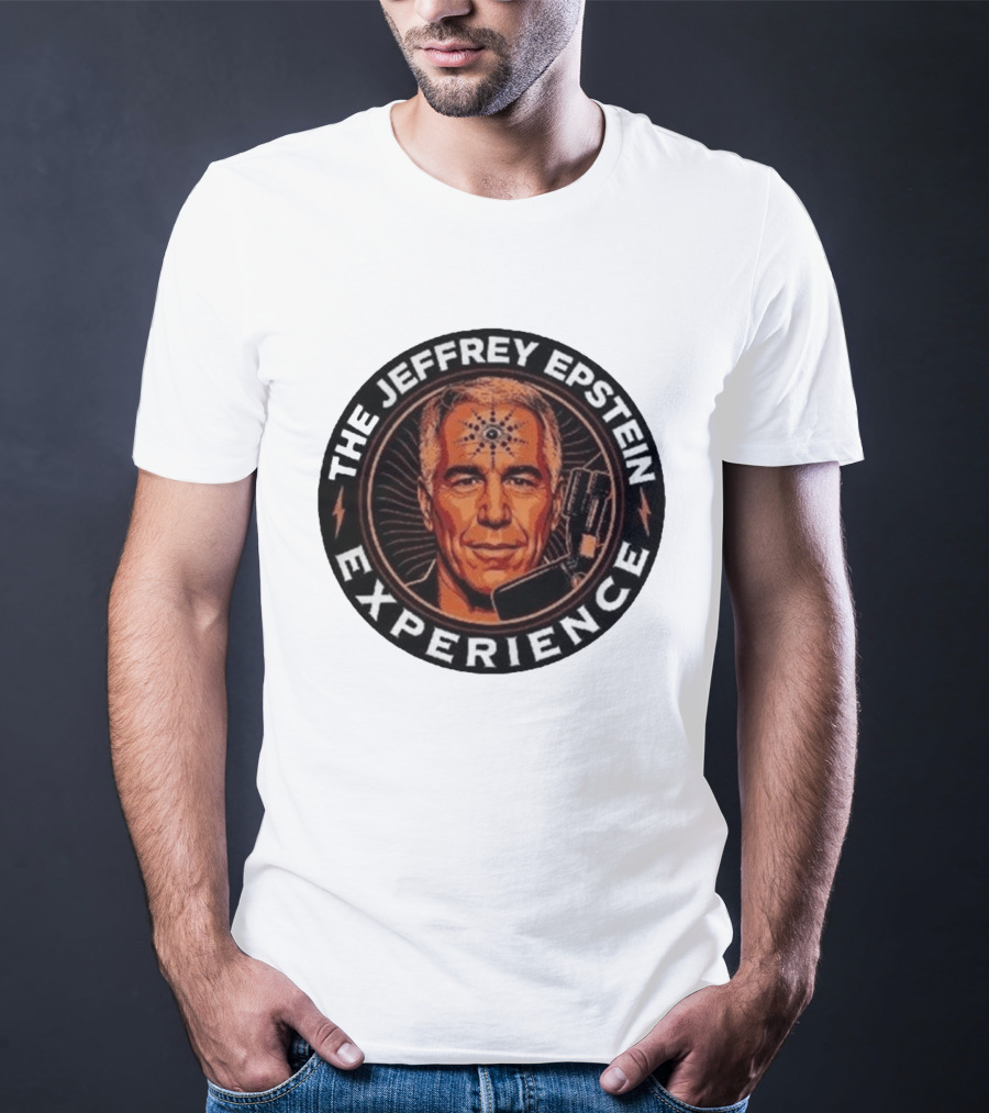 The Jeffrey Epstein Experience Meme Parody Headshot With Microphone And Psychedelic T-Shirt