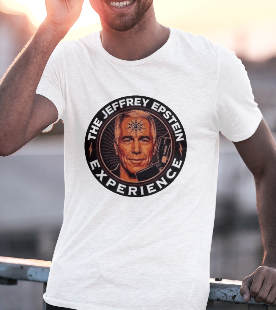 The Jeffrey Epstein Experience Meme Parody Headshot With Microphone And Psychedelic T-Shirt