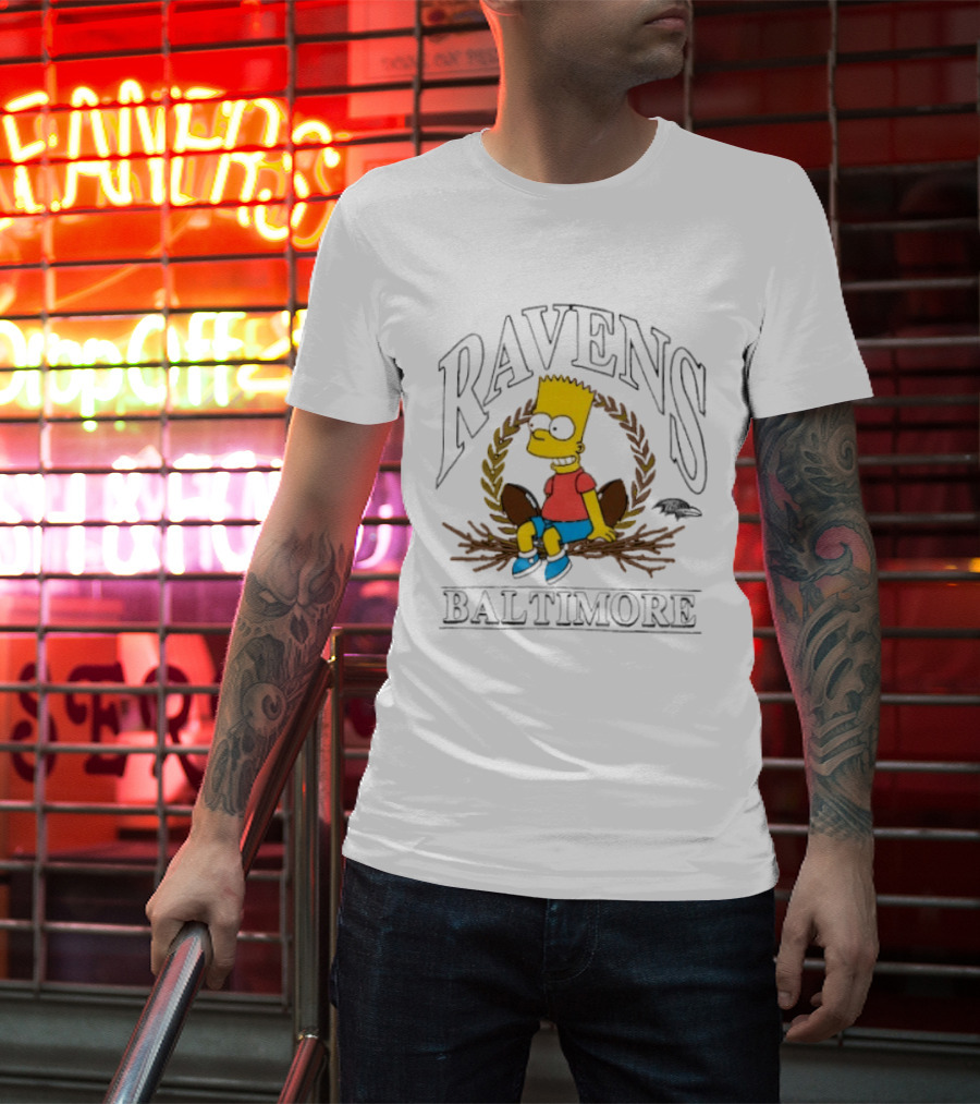 Baltimore Ravens Bart Simpson Crossover 2025 T-Shirt