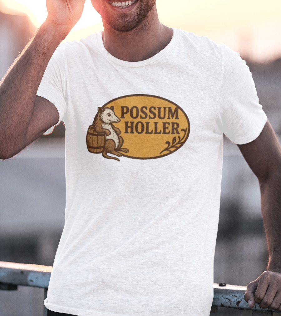 Possum Holler Rustic Opossum With Barrel T-Shirt