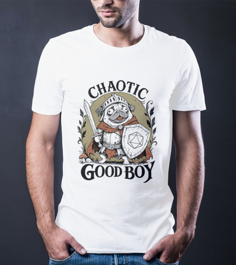 Chaotic Good Boy Pug Knight Adventure Dungeons And Dragons T-Shirt