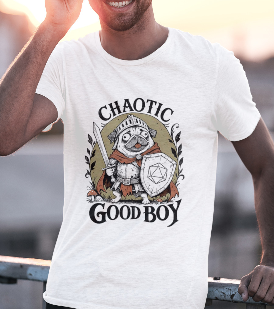 Chaotic Good Boy Pug Knight Adventure Dungeons And Dragons T-Shirt