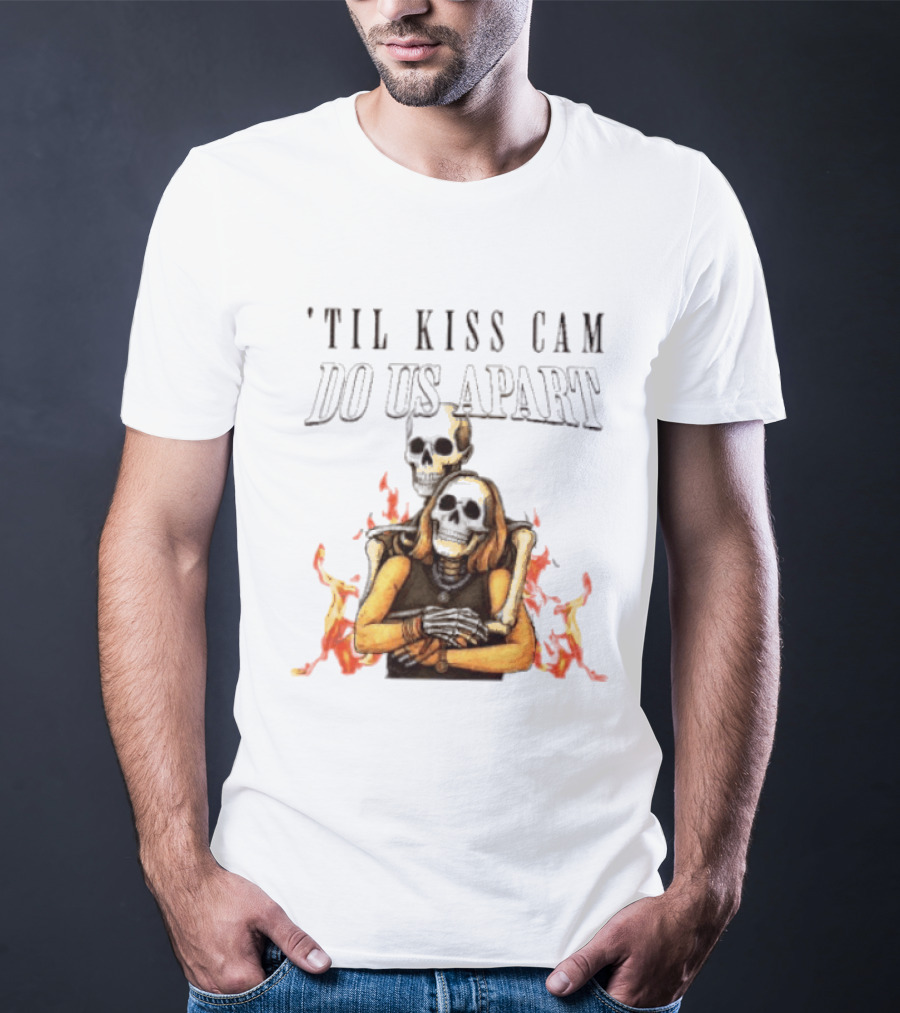 Til Kiss Cam Do Us Part Skeleton Halloween Flames T-Shirt