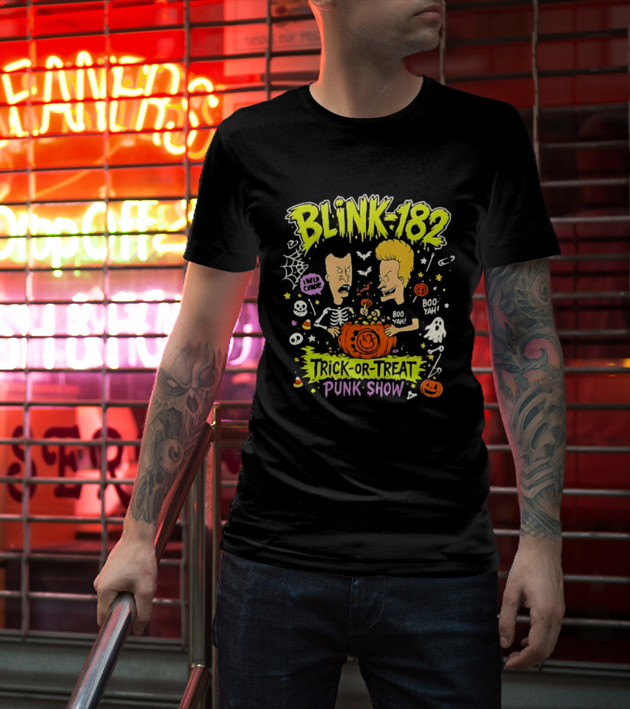 Blink 182 Beavis And Butt Head Halloween Trick Or Treat Punk Show T-Shirt