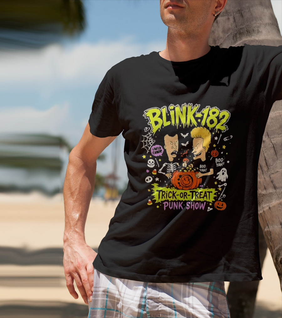 Blink 182 Beavis And Butt Head Halloween Trick Or Treat Punk Show T-Shirt