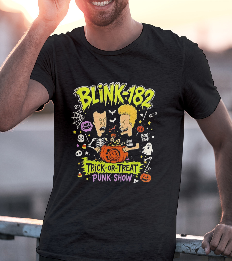 Blink 182 Beavis And Butt Head Halloween Trick Or Treat Punk Show T-Shirt
