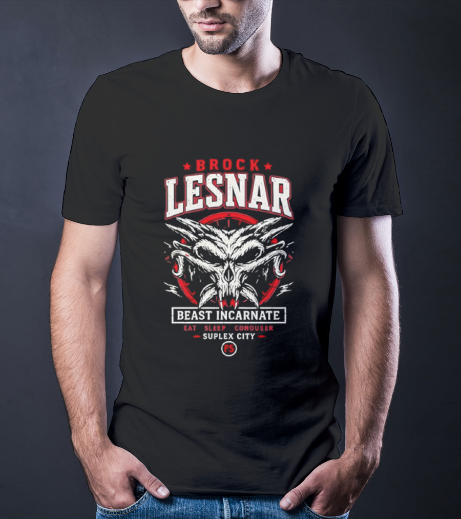 Brock Lesnar Beast Incarnate Eat Sleep Conquer Suplex City Skull Motif T-Shirt