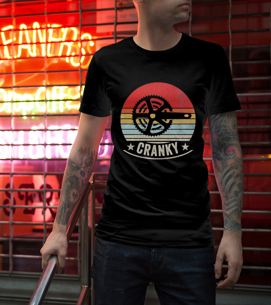 Cranky Sunset Bike Crank Retro Vintage Cycling T-Shirt
