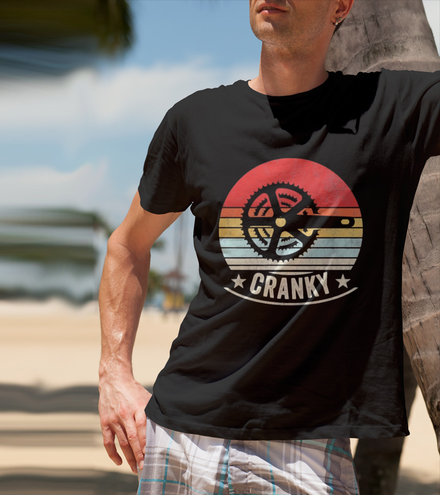 Cranky Sunset Bike Crank Retro Vintage Cycling T-Shirt