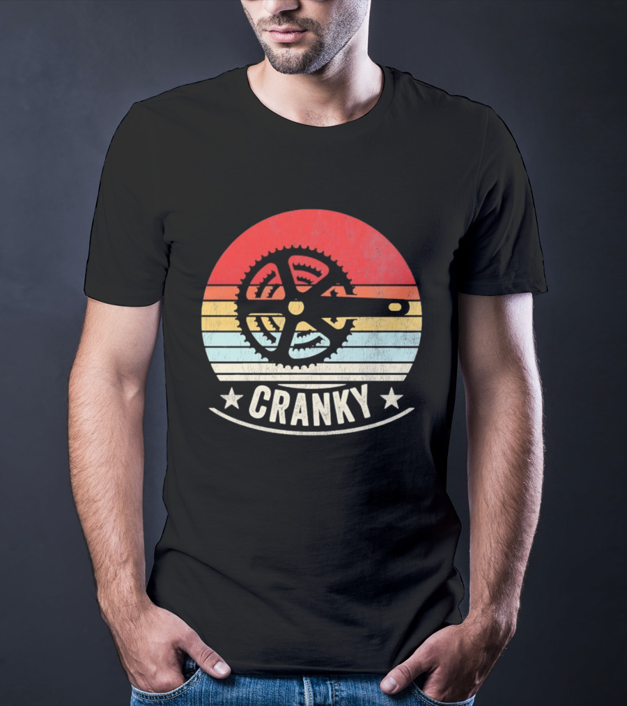 Cranky Sunset Bike Crank Retro Vintage Cycling T-Shirt