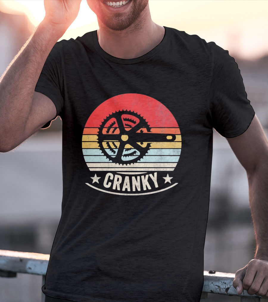 Cranky Sunset Bike Crank Retro Vintage Cycling T-Shirt