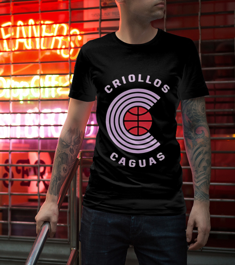 Criollos De Caguas Basketball Team Retro Style Logo Sports T-Shirt