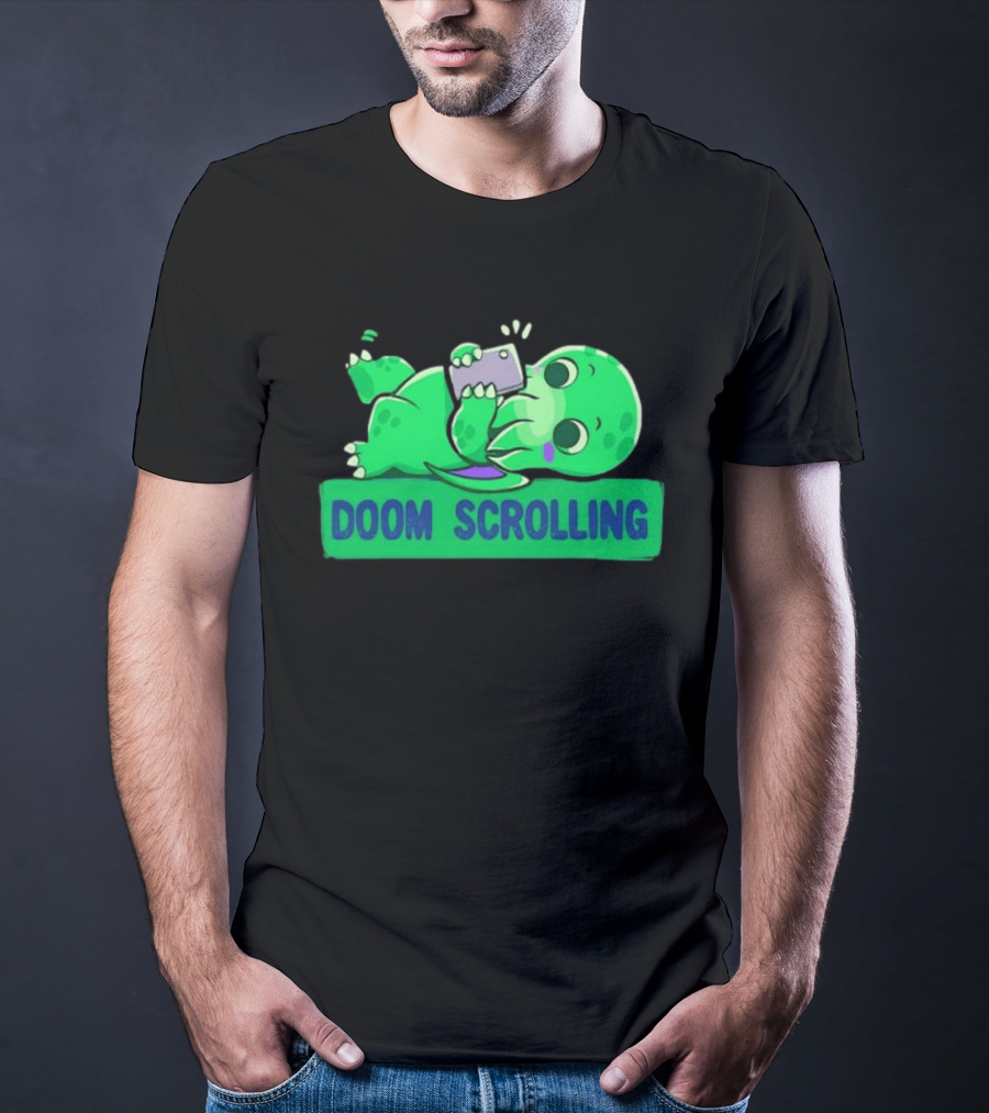 Doom Scrolling Cthulhu Lovecraft Monster With Smartphone T-Shirt