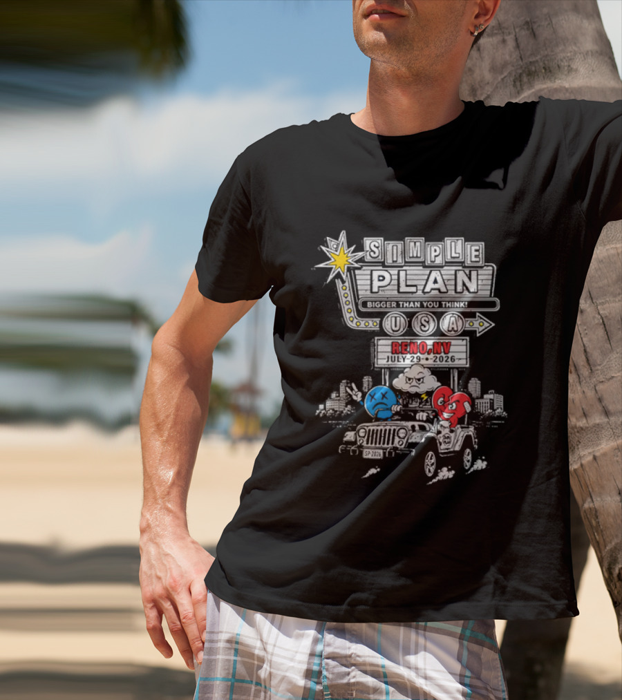 Bigger Than You Think Simple Plan USA Tour Reno NV 2026 Jeep Adventure T-Shirt