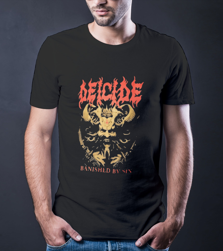 Deicide Banished By Sin Skull And Horns Death Metal T-Shirt