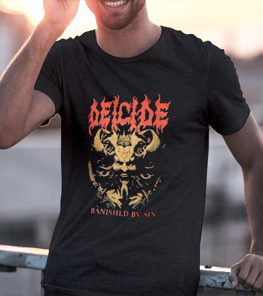 Deicide Banished By Sin Skull And Horns Death Metal T-Shirt